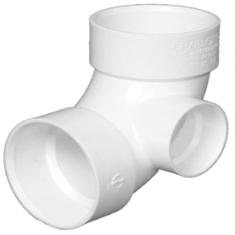 Pipe 3-in x 3-in x 2-in dia 90-Degree PVC Elbow with Side Inlet Fitting