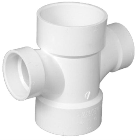 Pipe 3-in x 3-in x 2-in x 2-in dia PVC Double Sanitary Tee Fitting