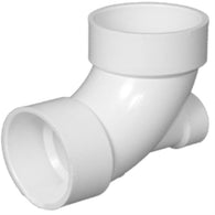 Pipe 3-in x 3-in x 2-in dia 90-Degree PVC Elbow with Low Heel Inlet Fitting